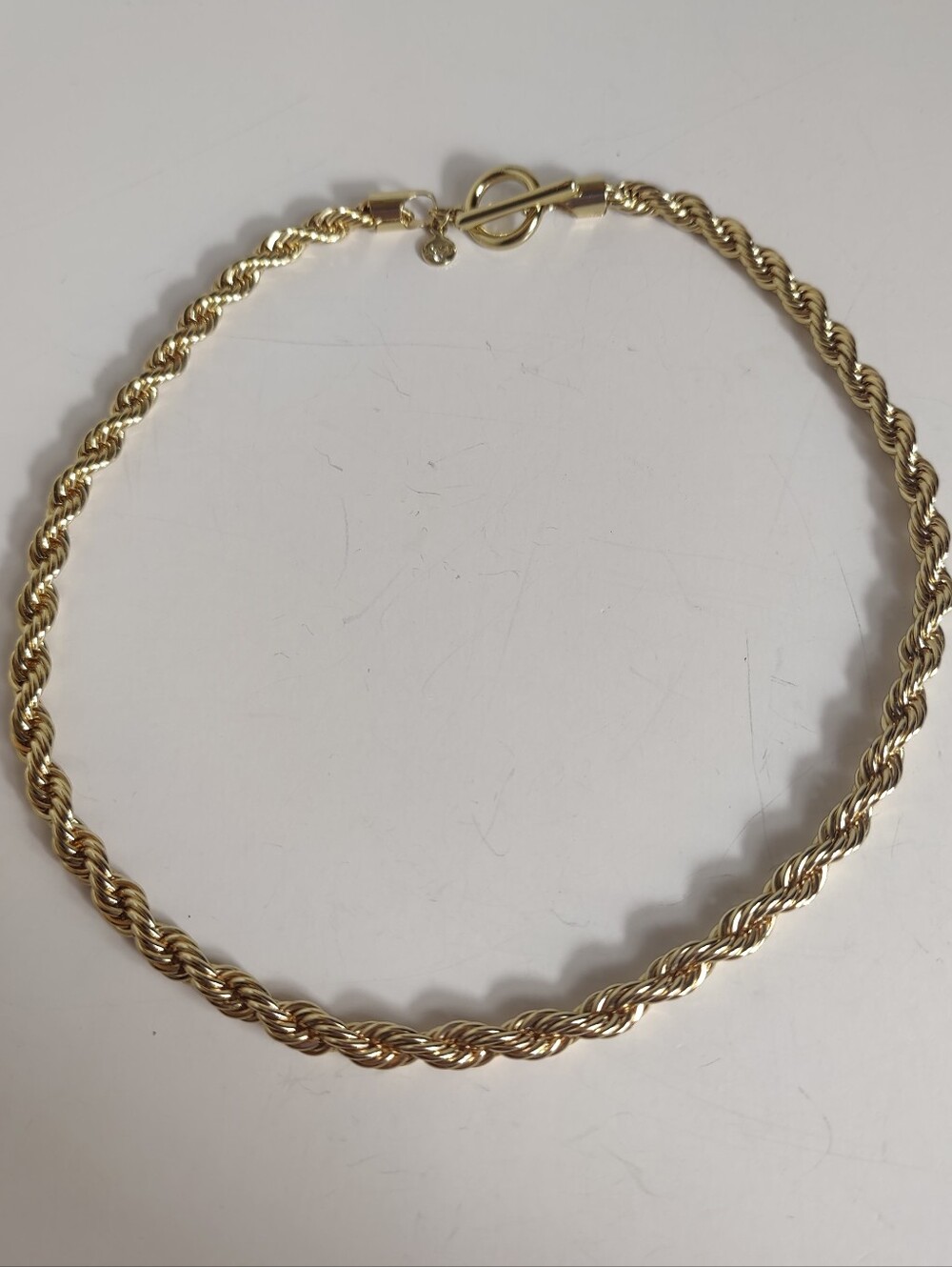 LOFT Gold Tone Rope Chain Necklace Toggle Clasp 17.5” Chunky Twisted Chain